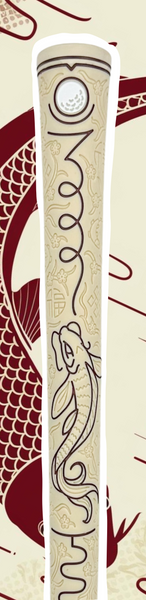 Cream golf grip with koi fish design and textured pattern – custom tacky feel grip